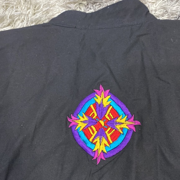 NWT Vintage KZK western vibe black shirt with embroidery long sleeve SZ L - Picture 9 of 9